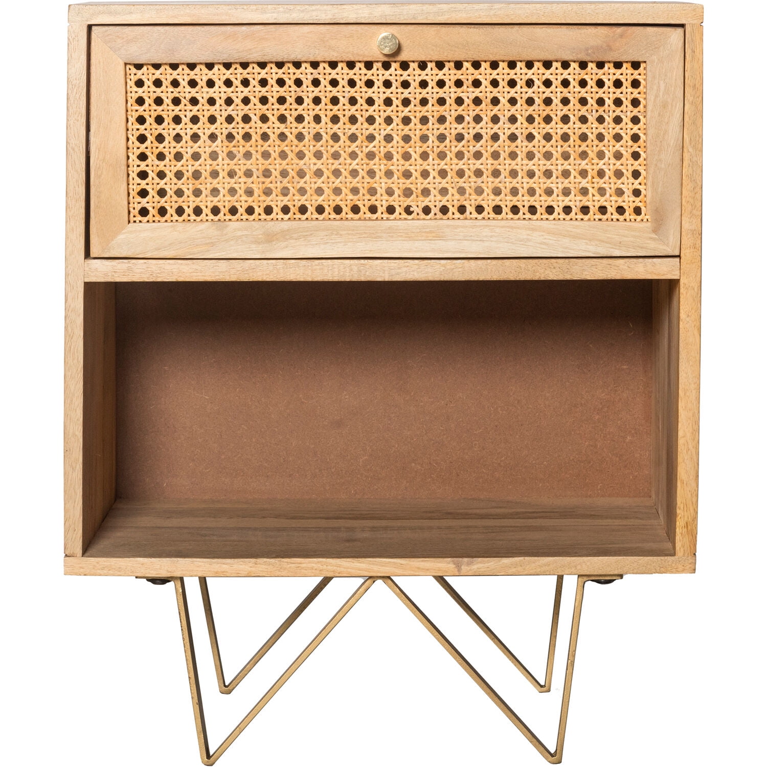 Hanover Tybee Mango Wood and Cane Side Table | 1-Drawer and