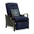thumbnail image 1 of Hanover Ventura Steel Outdoor Patio Woven Luxury Recliner with Brown Wicker, Navy Blue Cushions and Pillow, VENTURAREC-NVY, 1 of 7