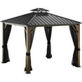 thumbnail image 1 of Hanover Wyatt 11.4' x 11.4' Hard Top Outdoor Gazebo Canopy with Mosquito Netting and Roof Vent, Heavy Duty Aluminum and Steel Frames - WYATTGAZ-BRN, 1 of 11