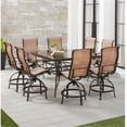 thumbnail image 1 of Hanover MONDN9PCBRSQ Counter-Height Outdoor Dining Set with 8 Sling Swivel Chairs & 60 in. Square Glass-Top Table - 9 Piece, 1 of 1