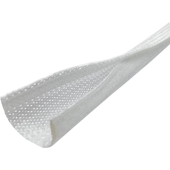 Hanrise 4.8" Side Entry Cable Wrap Braided Sleeving with Hook & Loop Fastener - 25 Feet (White)