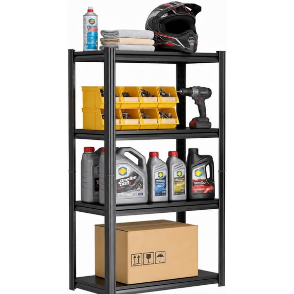Hanrise 4-Tier Metal Garage Shelving Heavy Duty Adjustable Storage Shelves 2000lbs Capacity Steel Shelving Units Tool Rack Corner Shelf for Heavy Equipment and Tools (23.6" W 13.8" D 44.1" H)