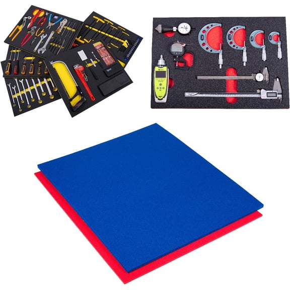 Hanrise 5S Tool Box Shadow Foam Organizers (2 Color) FITS STOR-LOC Tool CHESTS (24.50" x 28.75", Blue Top/Red Bottom)