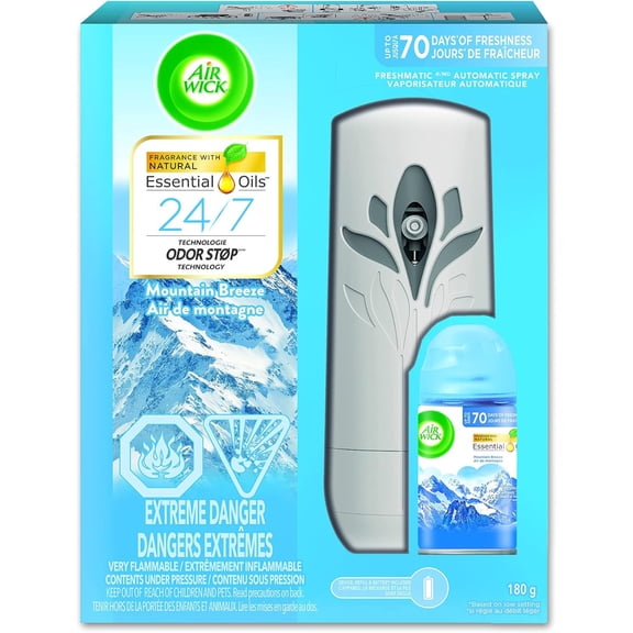 Hanrise Freshmatic Automatic Air Freshener Spray, Mountain Breeze, 1 Diffuser + 1 Refill (180 g), 2 Piece Set