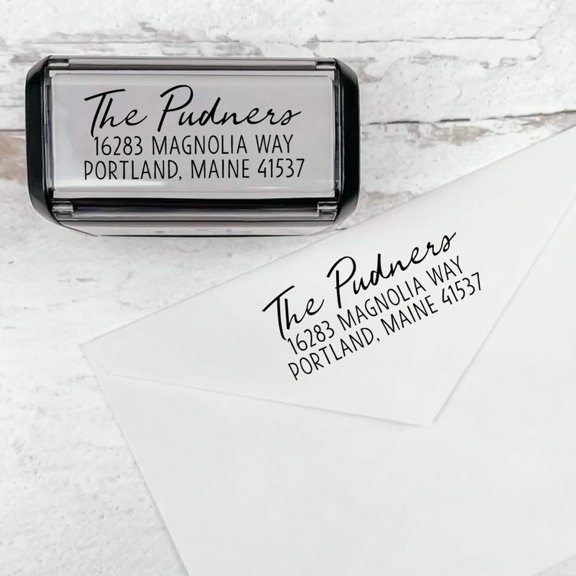 Hanrise Self Inking Modern Address Stamps | Custom Return Address Stamper (Relaxed Script, Xtra Large)
