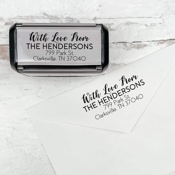 Hanrise Self Inking Modern Address Stamps | Custom Return Address Stamper (with Love from, Xtra Large)
