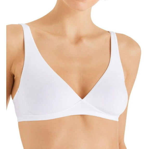 Hanro WHITE Cotton Sensation Wire-Free Bra, US 38D, UK 38D