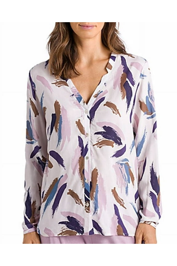 Women's Sleep & Lounge Woven Viscose Long Sleeve Tops, Beige, Small