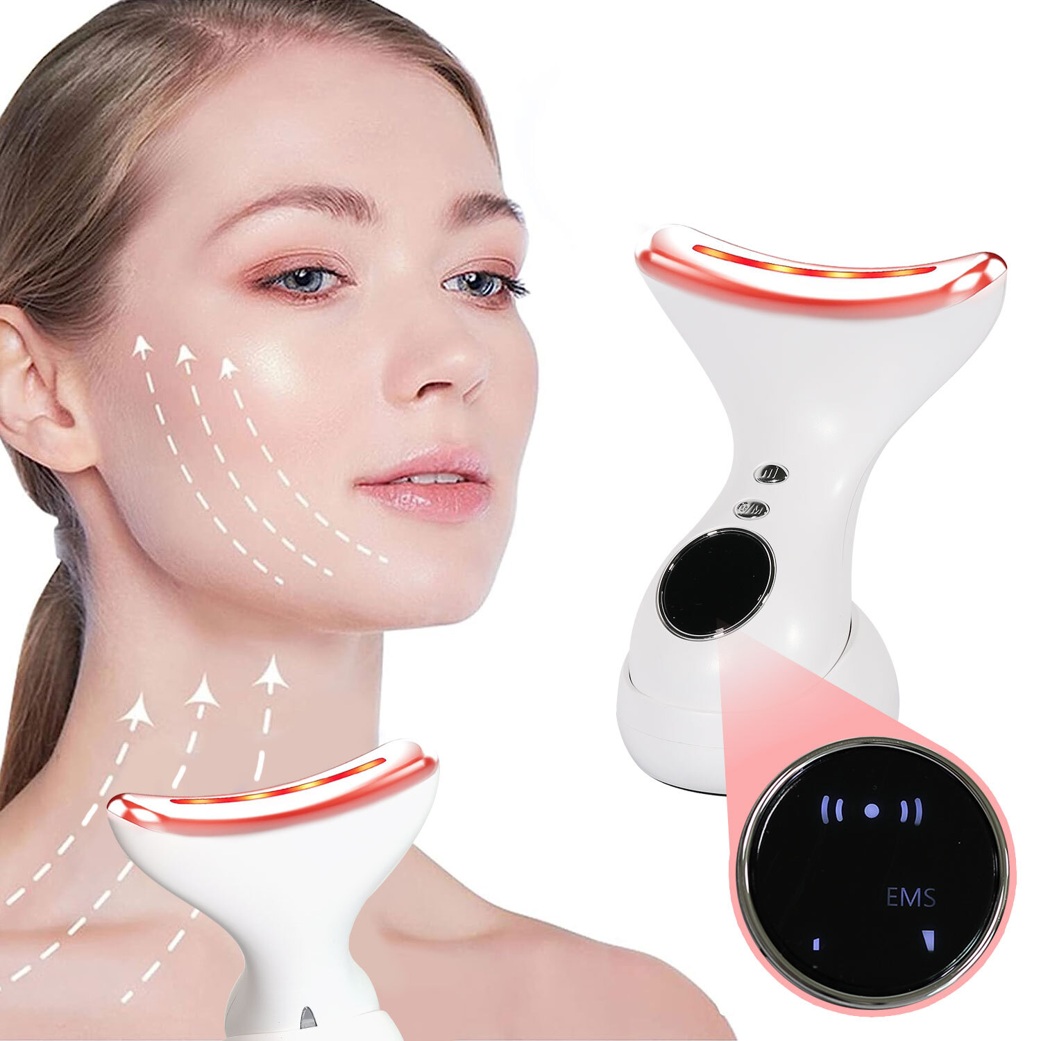 Hanru Red Light Facial & Neck Massager, Skin Rejuvenation, Wrinkle ...