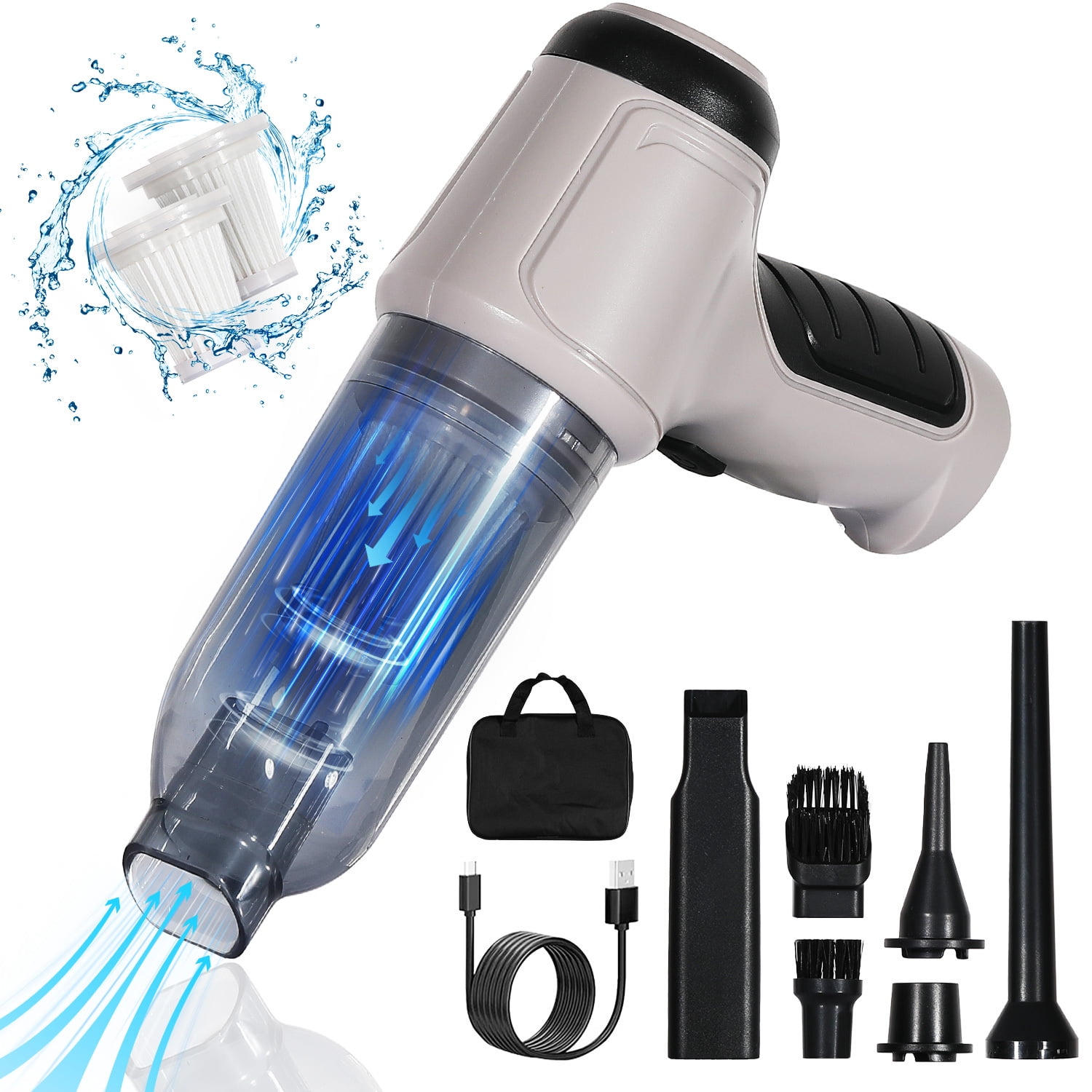 Hanru Handheld Vacuum with Attachments, 9000PA Cordless, Lightweight