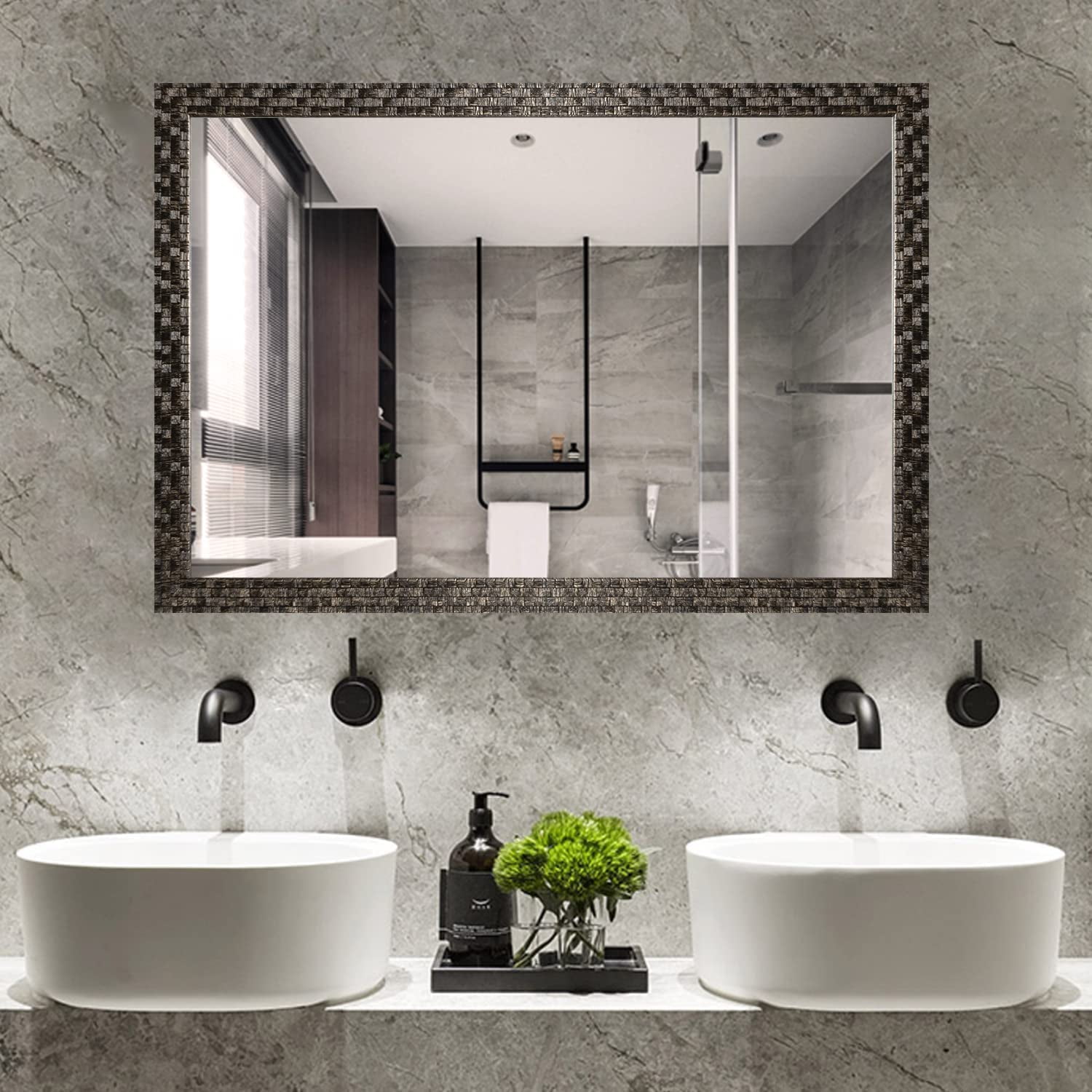 Hans&Alice Bathroom Mirrors Wall Mounted Mirror, Modern Frame Mirror