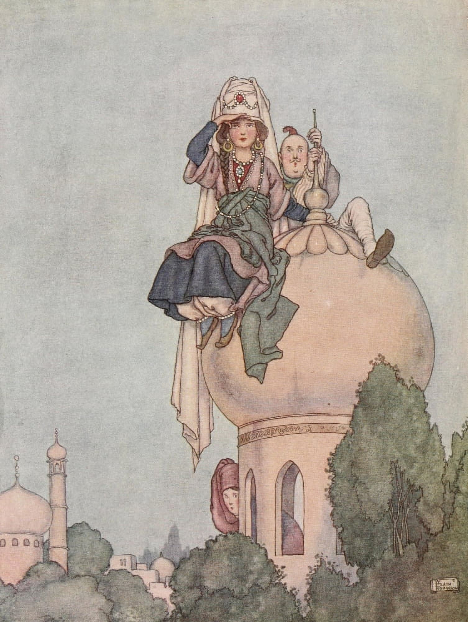 Hans Andersens Fairy Tales 1913 The Flying Trunk Canvas Art - W Heath Robinson (18 x 24)