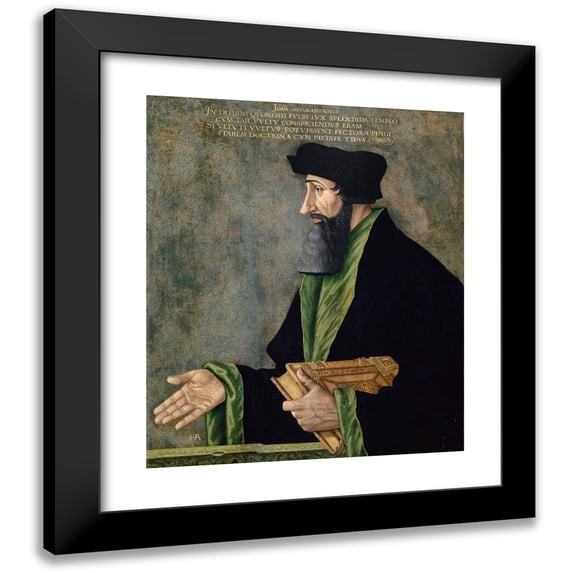 Hans Asper 12x14 Black Modern Framed Museum Art Print Titled - Portrait of Johannes Oekolampad (1531-50)