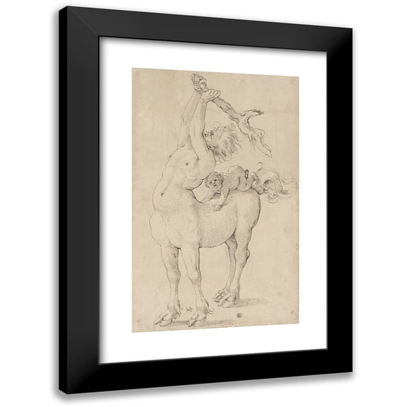 Hans Baldung 13x18 Black Modern Framed Museum Art Print Titled - Kentaur and Putto (1513-15)