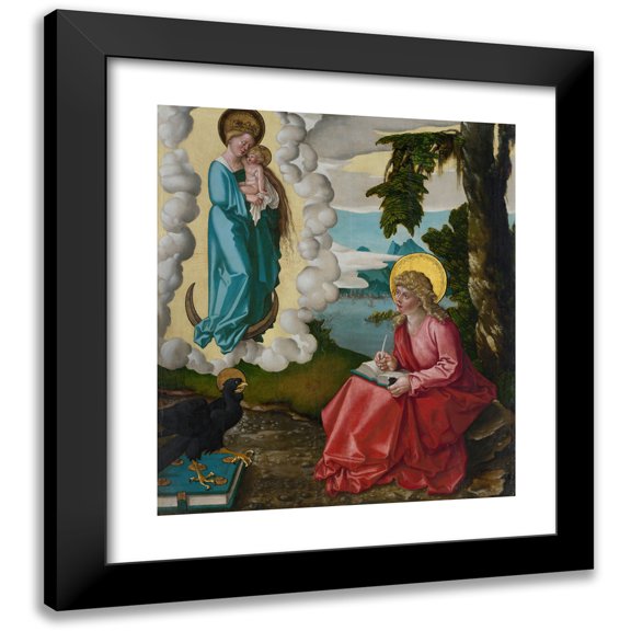 Hans Baldung 15x17 Black Modern Framed Museum Art Print Titled - Saint John on Patmos (ca 1511)
