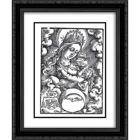 Hans Baldung 2x Matted 20x24 Black Ornate Framed Art Print 'Madonna nursing'