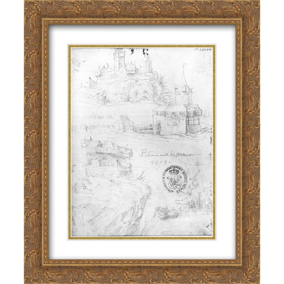 Hans Baldung 2x Matted 20x24 Gold Ornate Framed Art Print 'Three Swabian castles'