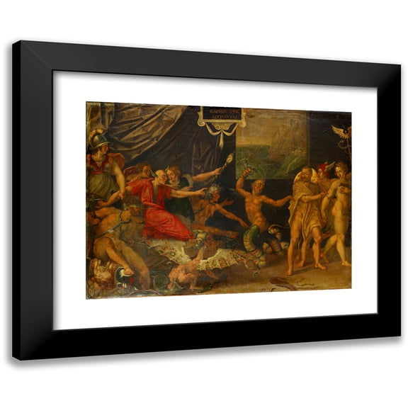 Hans Bock the Elder 14x11 Black Modern Framed Museum Art Print Titled - The Calumny of Apelles (1600-1610)