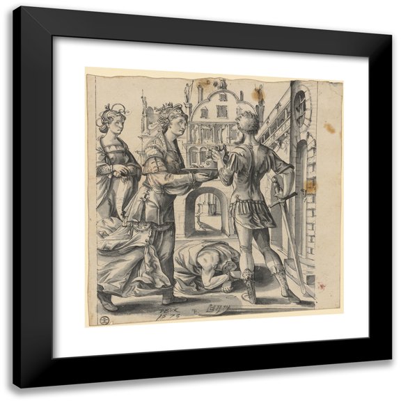 Hans Bock the Elder 15x15 Black Modern Framed Museum Art Print Titled - Enreaming John the Baptist (1573)