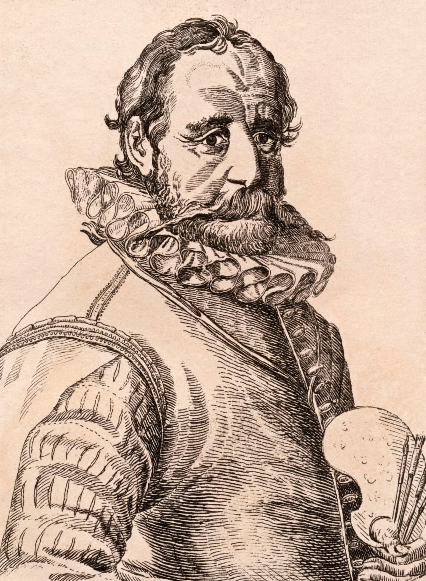 Hans Bol 1534-1593 Flemish Artist From 75 Portraits Of Celebrated Painters From Authentic Originals Etched By James Girtin Published London 1817 Canvas Art - Ken Welsh Design Pics (24 x 34)
