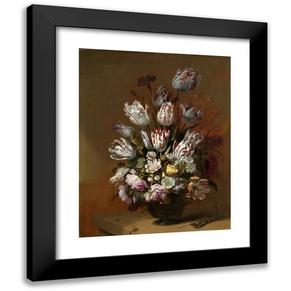 Hans Bollongier 20x24 Black Modern Framed Museum Art Print Titled - Floral Still Life (1639)