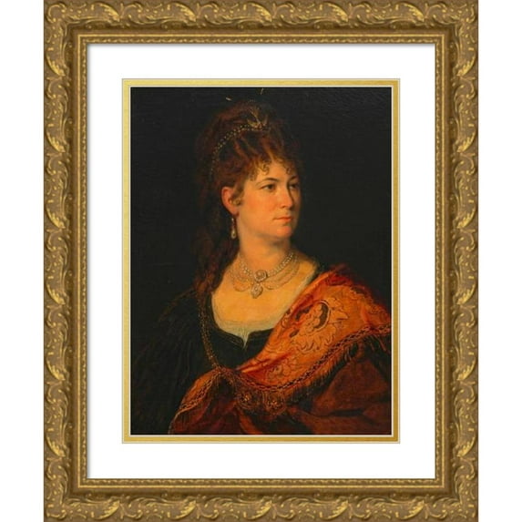 Hans Canon 15x18 Gold Ornate Wood Frame and Double Matted Museum Art Print Titled - Charlotte Wolter, Actress (1873)