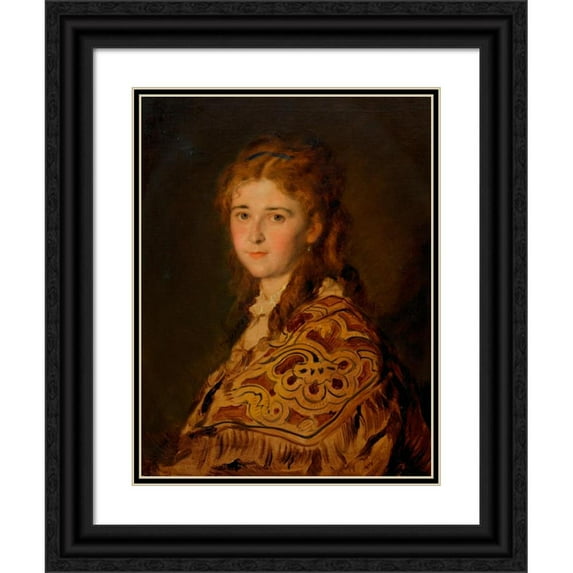 Hans Canon 19x24 Black Ornate Framed Double Matted Museum Art Print Titled: Young Woman with a Turkish Scarf (Around 1870-1880)