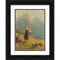 thumbnail image 1 of Hans Dahl 11x14 Black Ornate Wood Framed Double Matted Museum Art Print Titled: Young Girl by a Fjord, 1 of 5