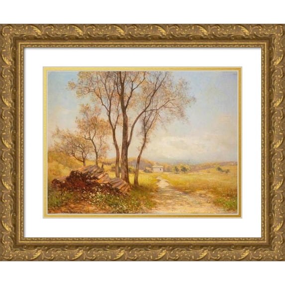 Hans Dvořàk 14x11 Gold Ornate Wood Frame and Double Matted Museum Art Print Titled - Summer Landscape