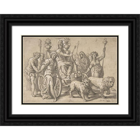 Hans Friedrich Schorer 18x14 Black Ornate Wood Framed Double Matted Museum Art Print Titled - The Triumph of Cybele, After Paolo Fiammingo's ‘Triumph of Earth’ (1634)
