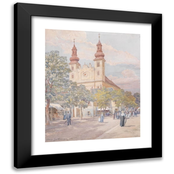 Hans Götzinger 15x17 Black Modern Framed Museum Art Print Titled - Corpus Christi Parade in Maria Lanzendorf (1913)