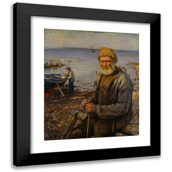Hans Heyerdahl 20x23 Black Modern Framed Museum Art Print Titled - The Old Fisherman (1891)
