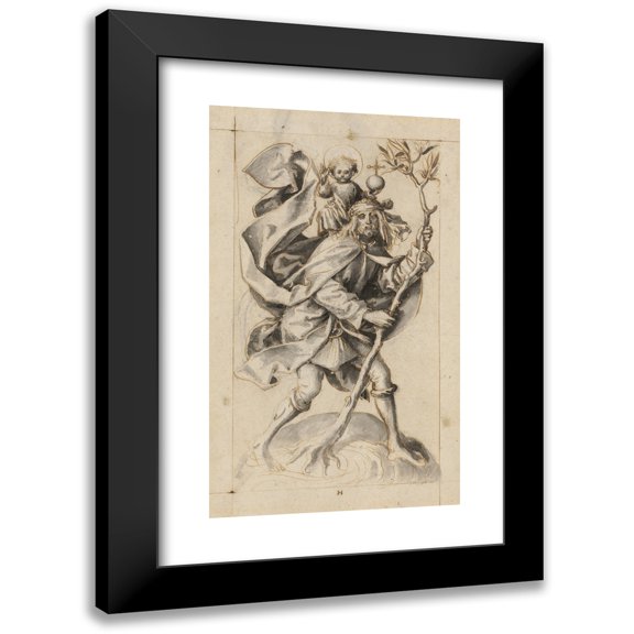 Hans Holbein The Elder 10x14 Black Modern Framed Museum Art Print Titled - St. Christophorus