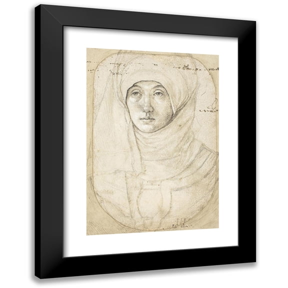 Hans Holbein The Elder 11x14 Black Modern Framed Museum Art Print Titled - Portrait of a Woman (Recto) (C. 1508)