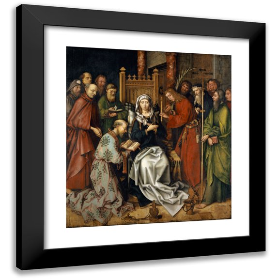 Hans Holbein The Elder 12x13 Black Modern Framed Museum Art Print Titled - The Death of the Virgin (1490)