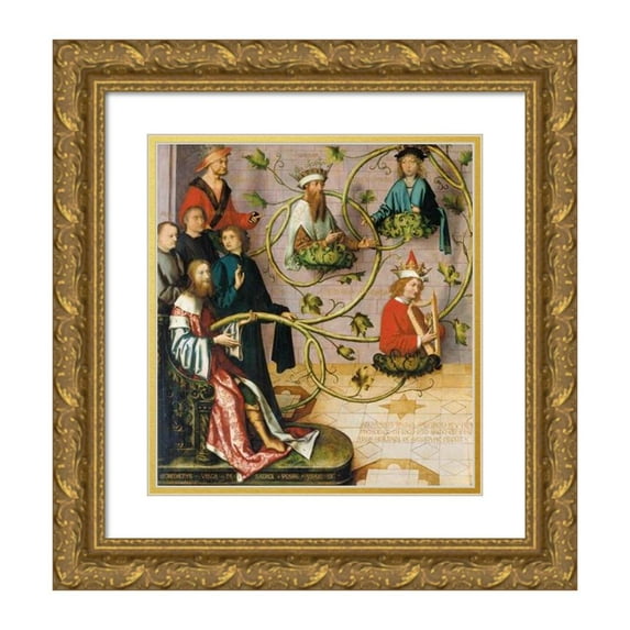 Hans Holbein The Elder 12x13 Gold Ornate Wood Frame and Double Matted Museum Art Print Titled - Tree of Jesse (1501)