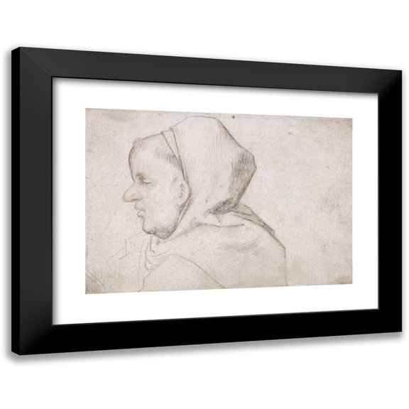 Hans Holbein The Elder 14x11 Black Modern Framed Museum Art Print Titled - Portrait of a Monk with Cap, in the Profile to the Left (1502)