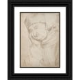 thumbnail image 1 of Hans Holbein The Elder 14x18 Black Ornate Wood Framed Double Matted Museum Art Print Titled - Griesian Monk, the Head Supported on the Right Hand (1502), 1 of 5