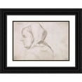 thumbnail image 1 of Hans Holbein The Elder 18x14 Black Ornate Wood Framed Double Matted Museum Art Print Titled - Portrait of a Monk with Cap, in the Profile to the Left (1502), 1 of 5