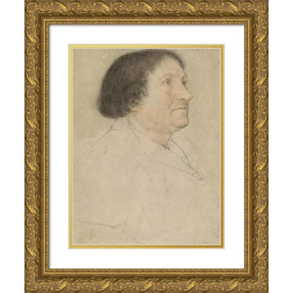 Hans Holbein The Younger 11x14 Gold Ornate Wood Frame and Double Matted Museum Art Print Titled - Portrait of the Jacob Meyer Zum Hasen (1525-26)