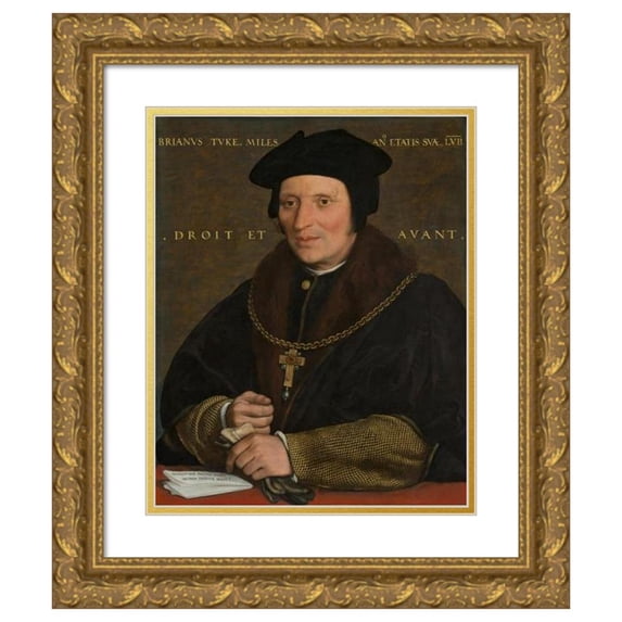 Hans Holbein The Younger 12x14 Gold Ornate Wood Frame and Double Matted Museum Art Print Titled - Sir Brian Tuke (C. 1527-1528 or C. 1532-1534)