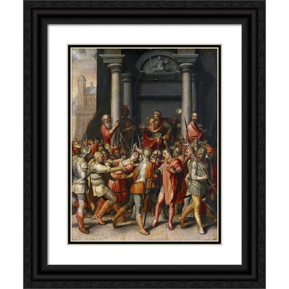 Hans Holbein The Younger 15x18 Black Ornate Wood Framed Double Matted Museum Art Print Titled - Death of Virginia