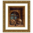 thumbnail image 1 of Hans Holbein The Younger 15x18 Gold Ornate Wood Frame and Double Matted Museum Art Print Titled - Two Skulls in a Window Niche (1520), 1 of 4