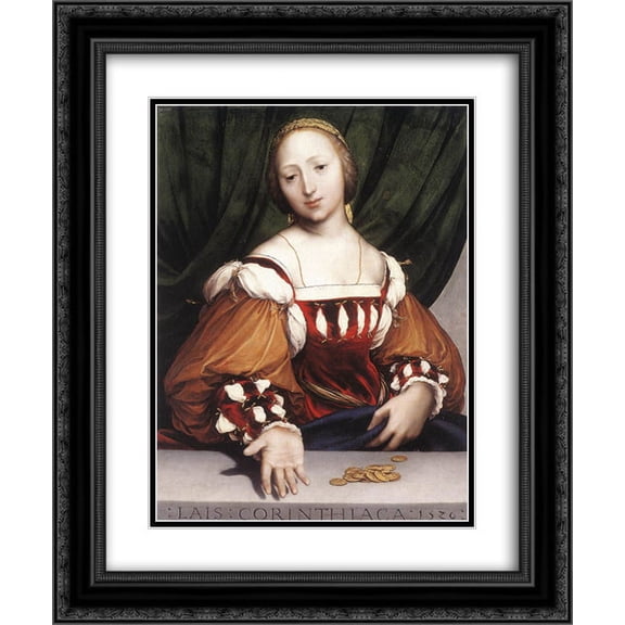 Hans Holbein the Younger 2x Matted 20x24 Black Ornate Framed Art Print 'Lais of Corinth'