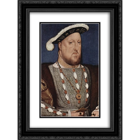 Hans Holbein the Younger 2x Matted 20x24 Black Ornate Framed Art Print 'Portrait of Henry VIII, King of England'