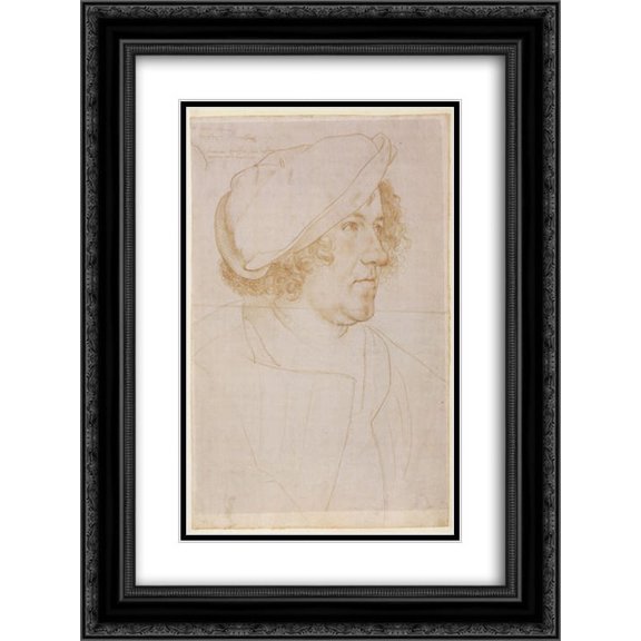 Hans Holbein the Younger 2x Matted 20x24 Black Ornate Framed Art Print 'Portrait of Jakob Meyer zum Hasen'