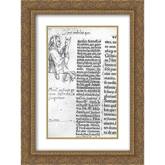 Hans Holbein the Younger 2x Matted 20x24 Gold Ornate Framed Art Print 'Marginal illustration for Erasmus 'In praise of Folly''