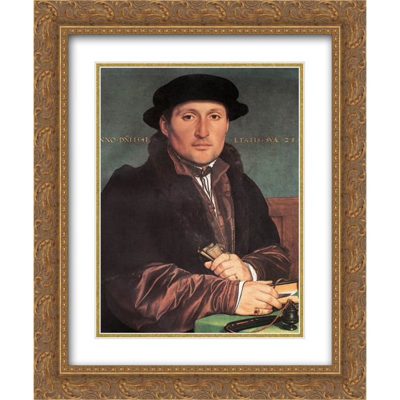 Hans Holbein the Younger 2x Matted 20x24 Gold Ornate Framed Art Print 'Unknown Young Man at his Office Desk'