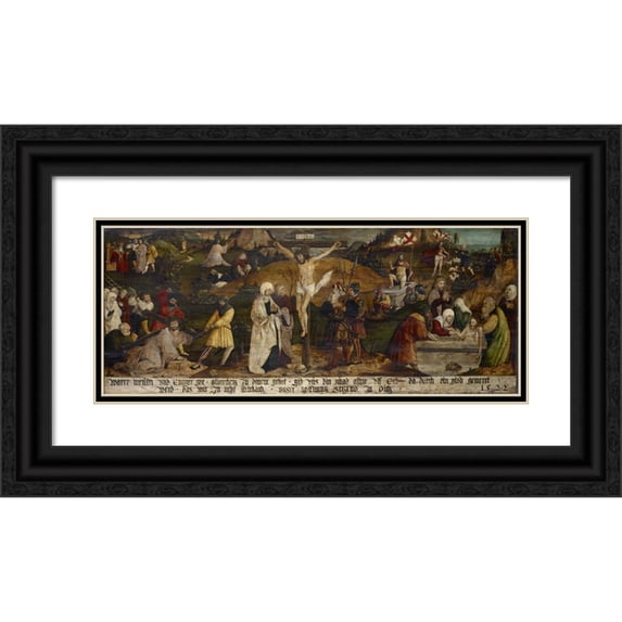 Hans (Johann) Ludwig Lendorff 18x10 Black Ornate Wood Framed Double Matted Museum Art Print Titled - The Passion of Christ (1522)