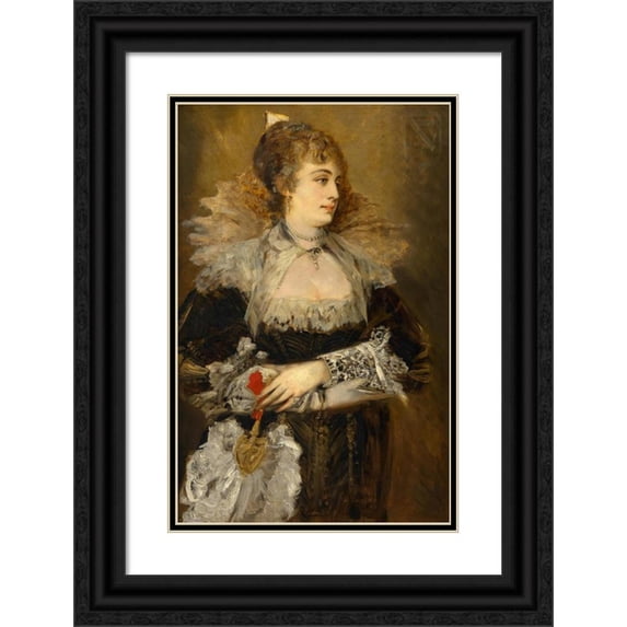Hans Makart 11x14 Black Ornate Wood Framed Double Matted Museum Art Print Titled: Hanna Klinkosch (Before 1884)